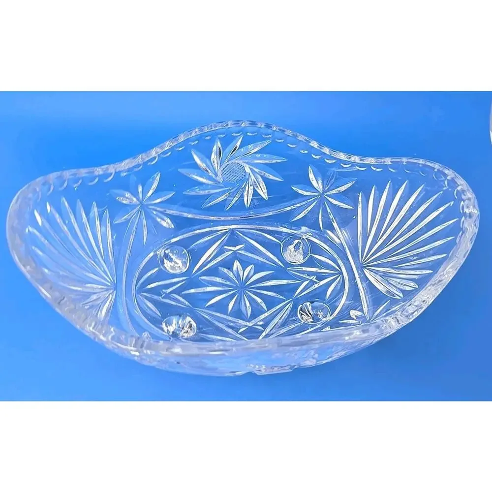 Vtg W. German Anna Hutte Bleikristall 24% Lead Crystal Hand Cut Footed Bowl U297